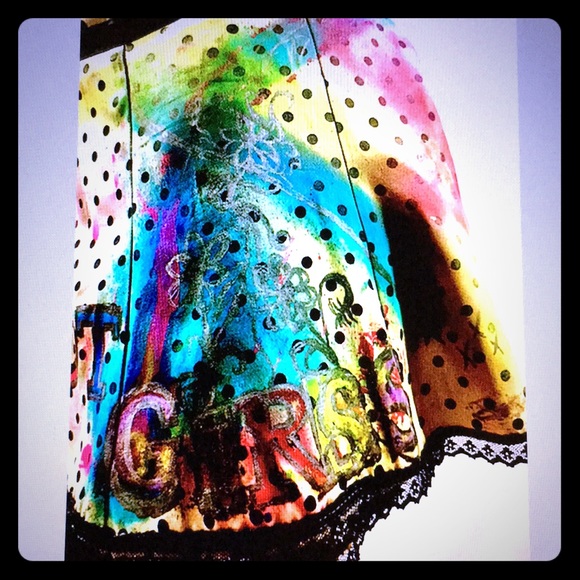 Lexa Vonn polka dot pop art Riot Grrl mini skirt - Picture 3 of 7
